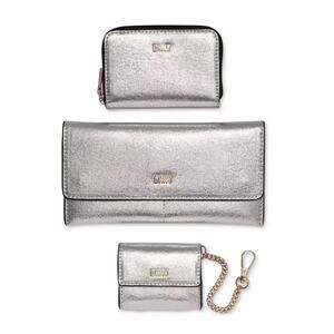 DKNY Lumen 3 Piece Wallet Set w Gift Box Silver Card Holder Earbud Case NWT $148